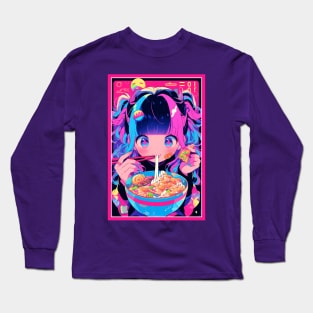 Cute Anime Girl |  Ramen Noodles | Hentaii Chibi Kawaii Design Long Sleeve T-Shirt